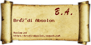 Bródi Absolon névjegykártya